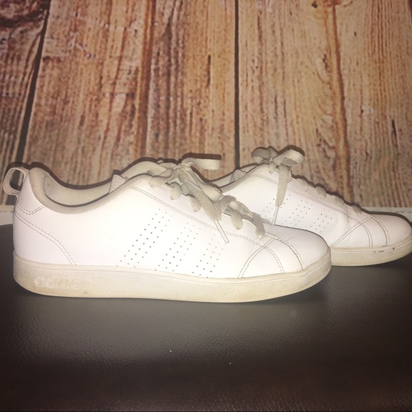 all white adidas leather